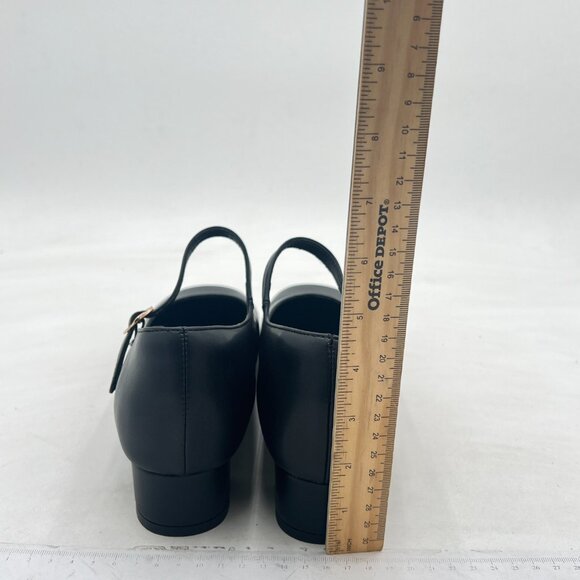 Miss Left Black Closed Round Toe Mary Jane Adjustable Strap Block Low Heel Pumps - Picture 5 of 8